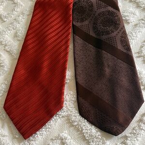 Vintage Men's Rust Orange and Brown 1970s Necktie Set